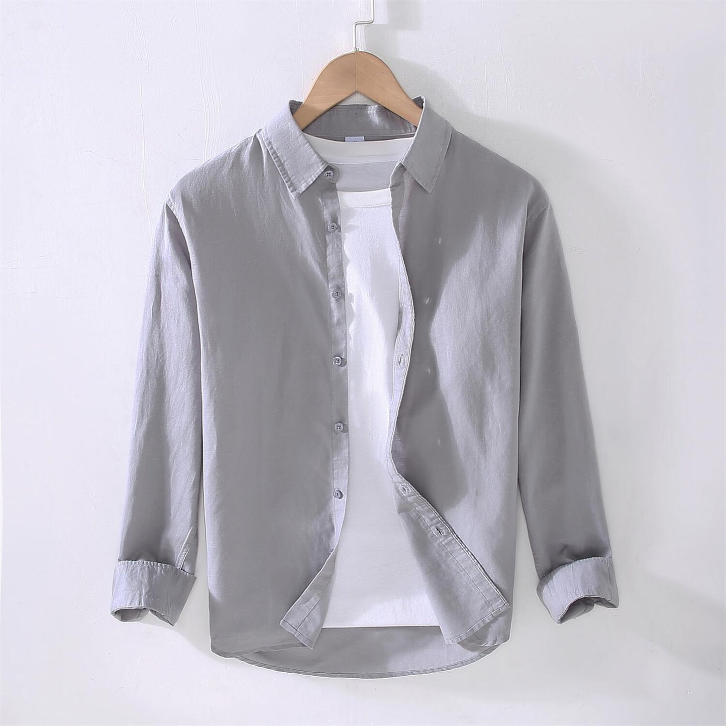 Long Sleeve Cotton Linen Casual Shirt