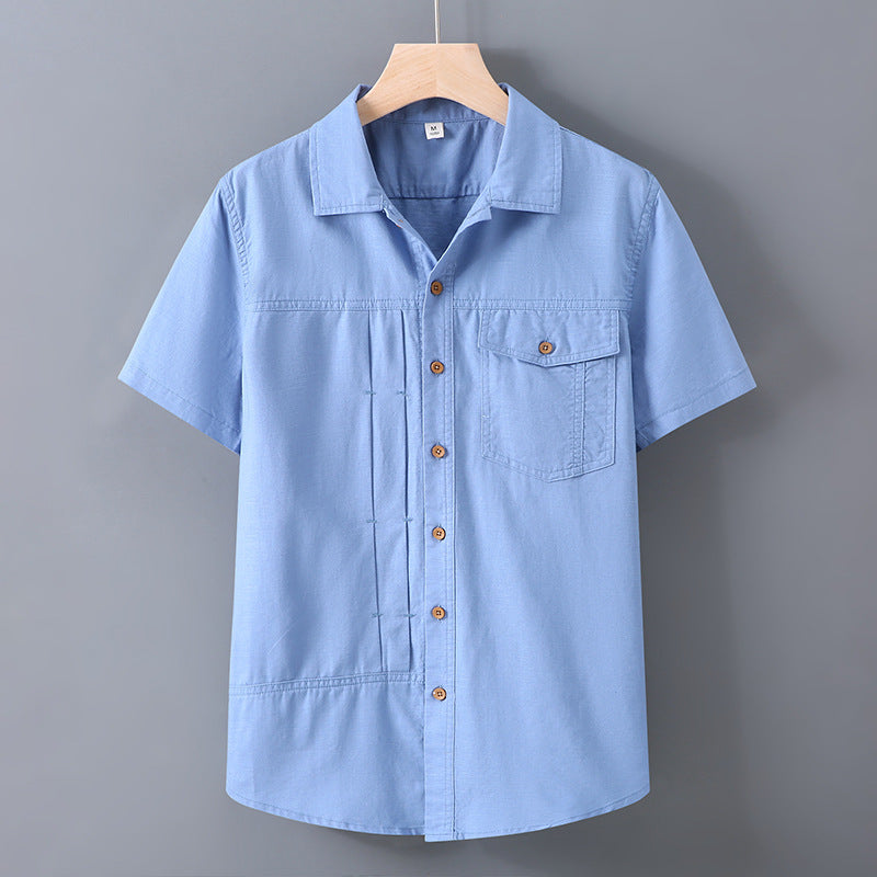 Linen Vintage Square Neck Short Sleeve Shirt