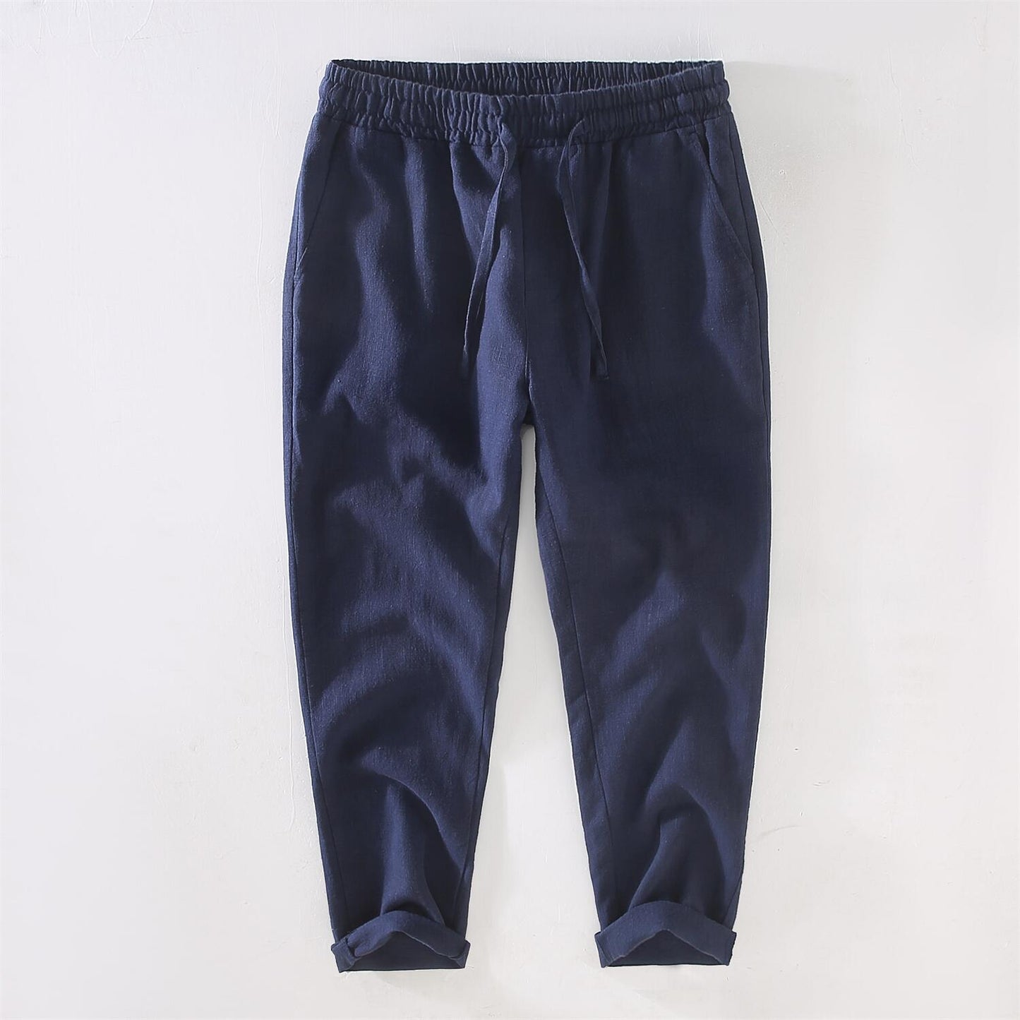 Men's Linen Drawstring Cropped Pants